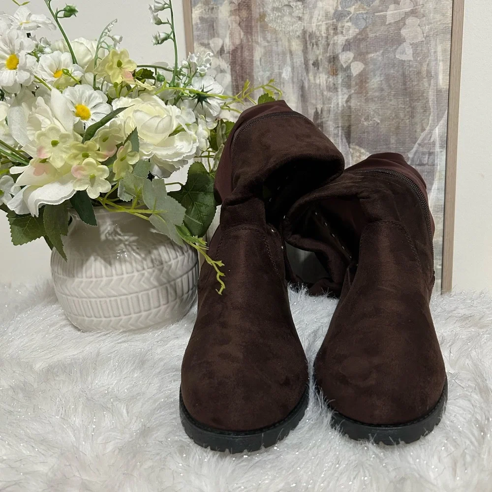 NEW Olivia Miller Suede Tall Women's Boots- Brown, Size 11